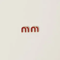 Red Enameled Metal Earrings | Miu Miu
