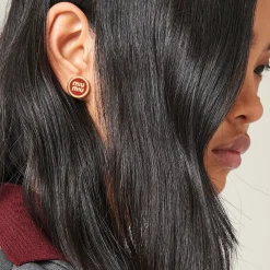 Red Enameled Metal Earrings | Miu Miu