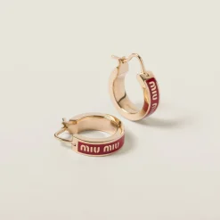 Red Enameled Metal Earrings | Miu Miu