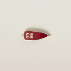 Red Enameled Metal Hair Clip | Miu Miu