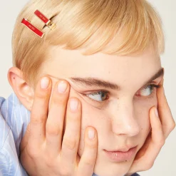 Red Enameled Metal Hair Clips | Miu Miu