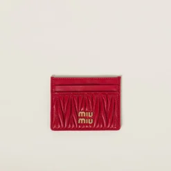Red Matelassé Nappa Leather Card Holder | Miu Miu