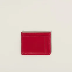Red Matelassé Nappa Leather Card Holder | Miu Miu