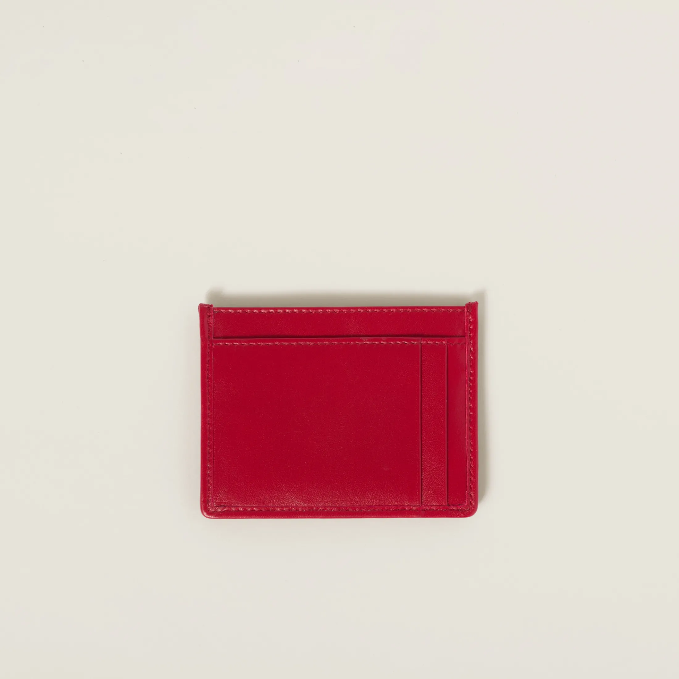 Red Matelassé Nappa Leather Card Holder | Miu Miu
