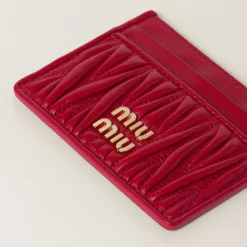 Red Matelassé Nappa Leather Card Holder | Miu Miu
