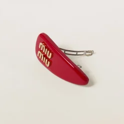 Red Patent Leather Hair Clip | Miu Miu