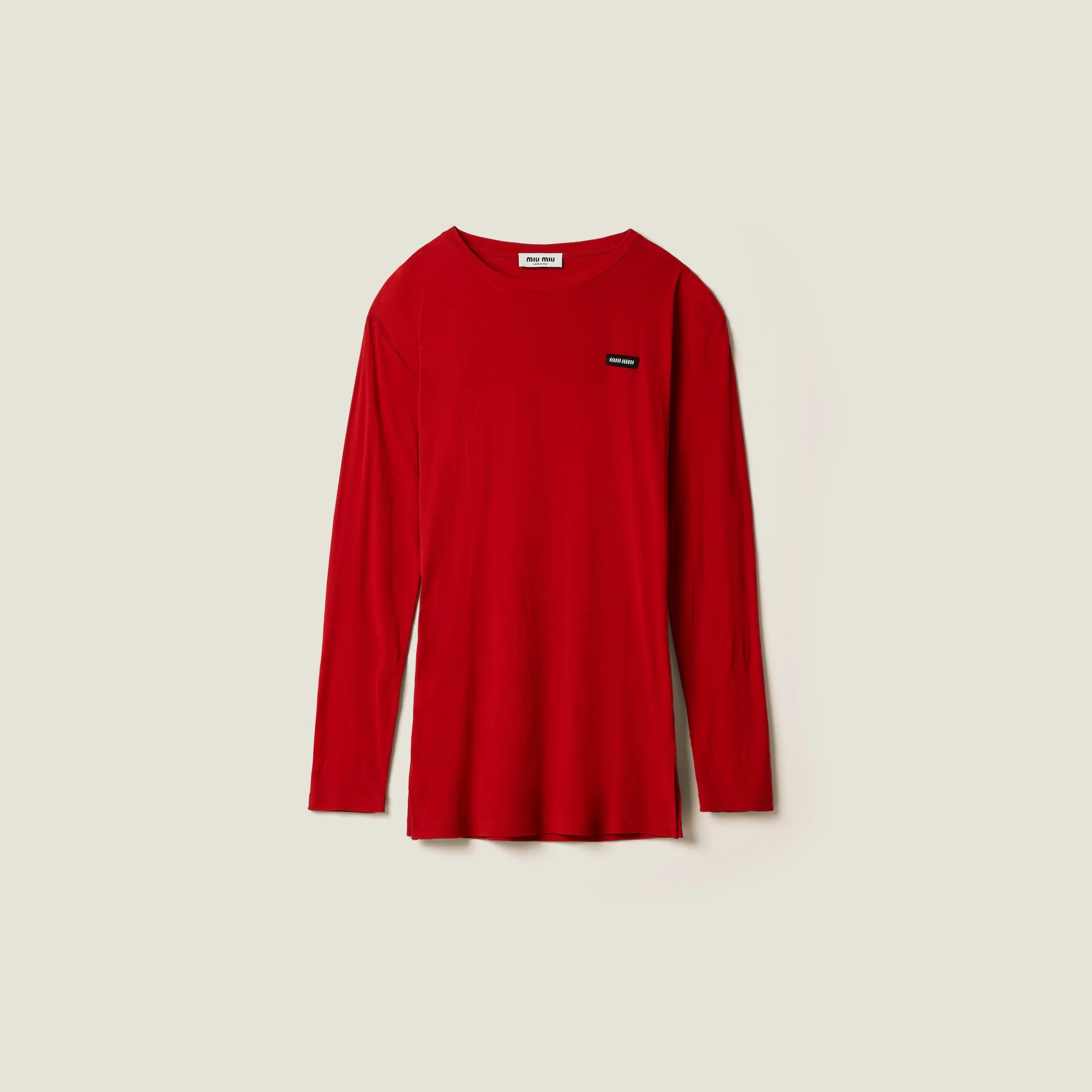 Red Ribbed Knit Jersey Dress | Miu Miu