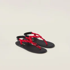 Red Riviere Cord And Leather Sandals | Miu Miu