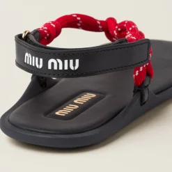 Red Riviere Cord And Leather Sandals | Miu Miu