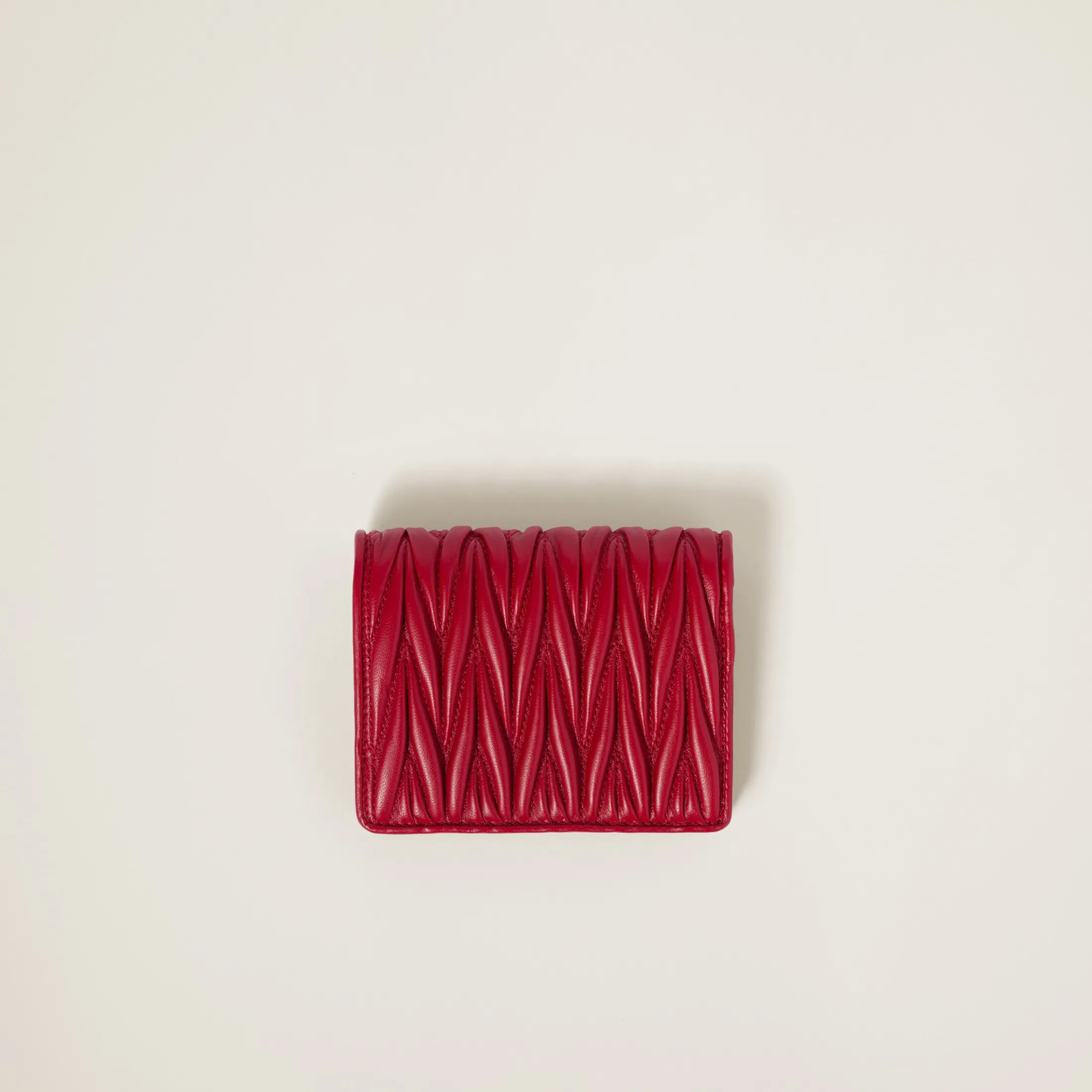 Red Small Matelassé Nappa Leather Wallet | Miu Miu