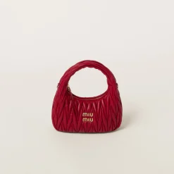 Red Wander Matelassé Nappa Leather Hobo Bag | Miu Miu
