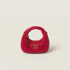 Red Wander Matelassé Nappa Leather Hobo Mini-bag | Miu Miu