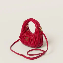 Red Wander Matelassé Nappa Leather Hobo Mini-bag | Miu Miu