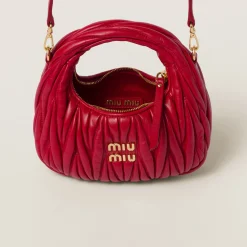 Red Wander Matelassé Nappa Leather Hobo Mini-bag | Miu Miu
