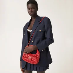 Red Wander Matelassé Nappa Leather Hobo Bag | Miu Miu