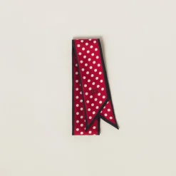 Red/black Printed Twill Scarf | Miu Miu