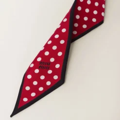 Red/black Printed Twill Scarf | Miu Miu