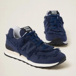 Royal Blue New Balance 574 X Miu Miu Denim Sneakers | Miu Miu