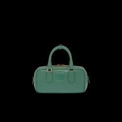 Sage Green Arcadie Leather Bag | Miu Miu