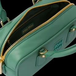 Sage Green Arcadie Leather Bag | Miu Miu