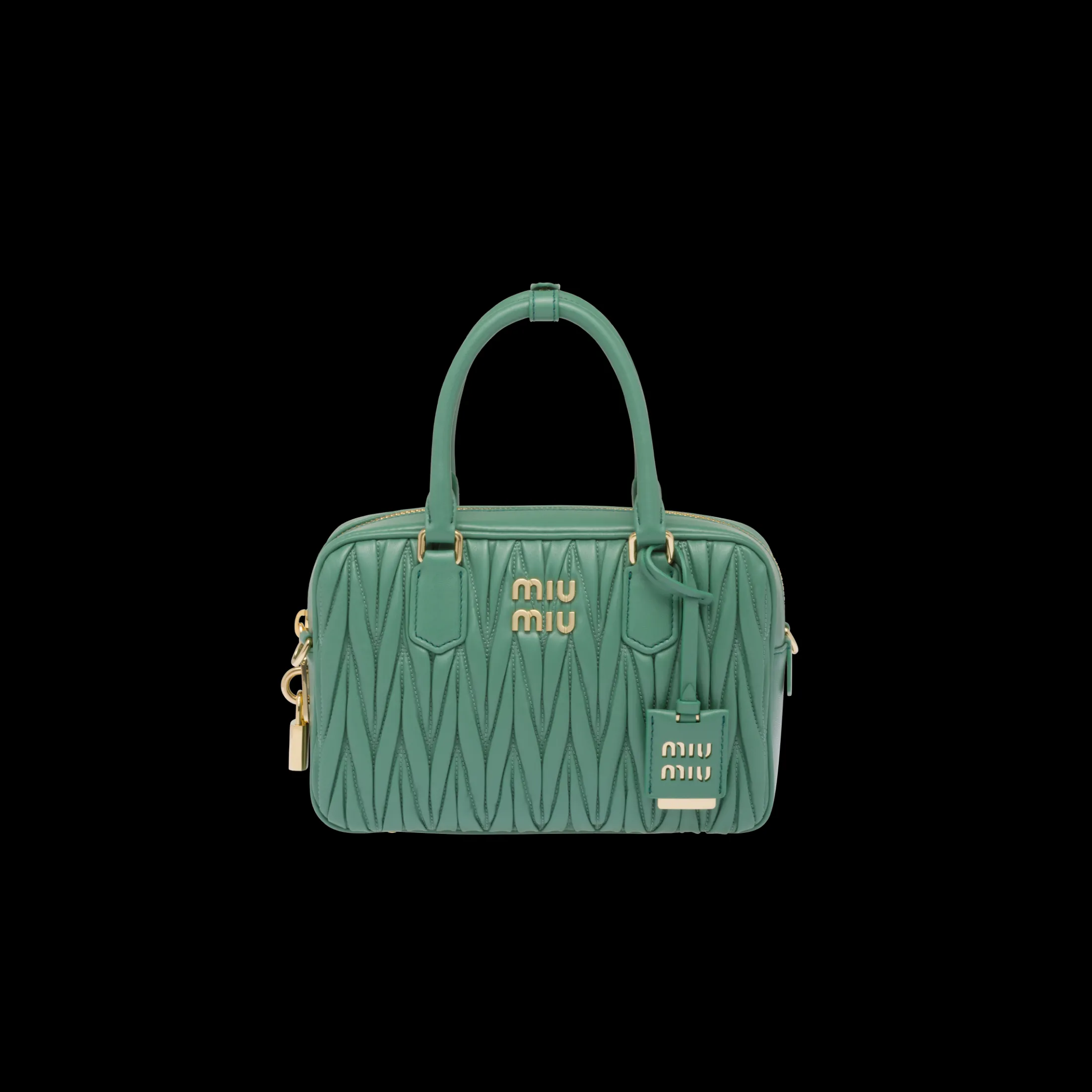 Sage Green Arcadie Matelassé Nappa Leather Bag | Miu Miu