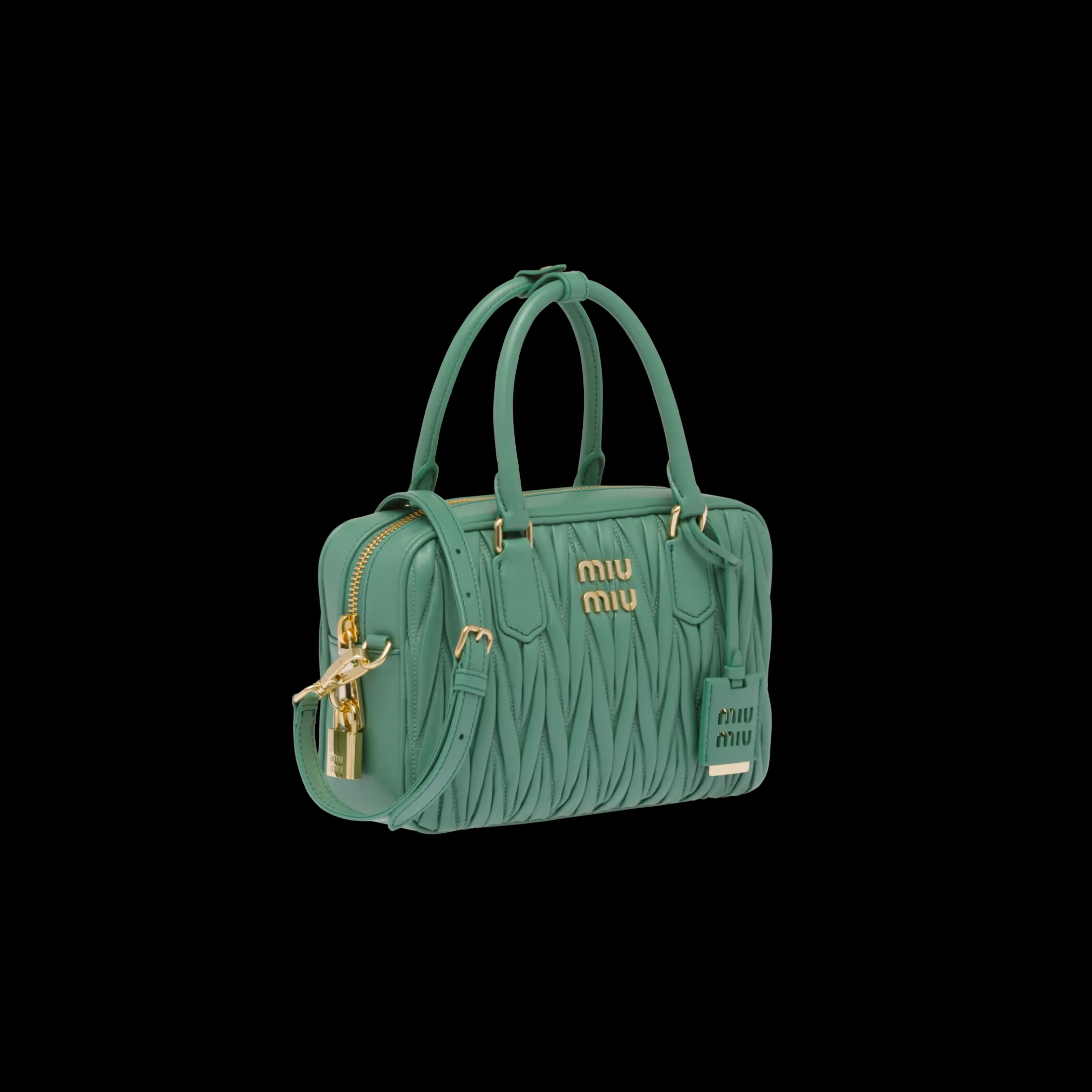 Sage Green Arcadie Matelassé Nappa Leather Bag | Miu Miu