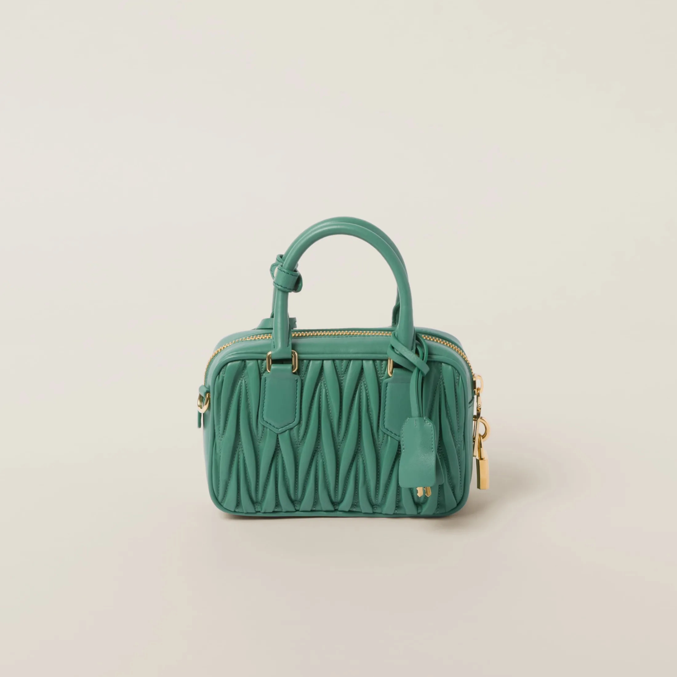 Sage Green Arcadie Matelassé Nappa Leather Bag | Miu Miu