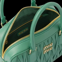 Sage Green Arcadie Matelassé Nappa Leather Bag | Miu Miu