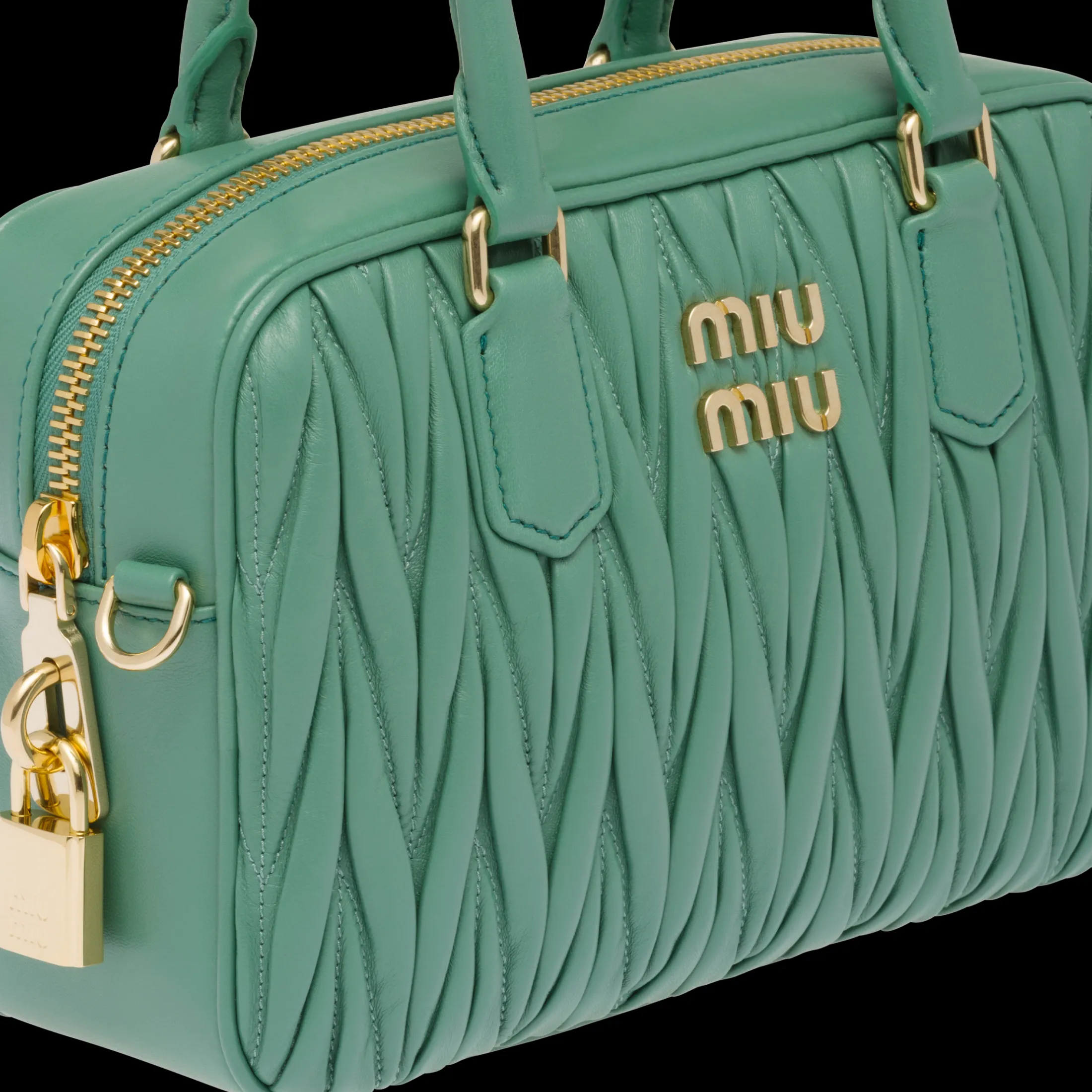Sage Green Arcadie Matelassé Nappa Leather Bag | Miu Miu