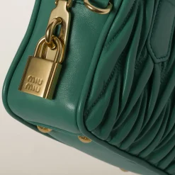 Sage Green Arcadie Matelassé Nappa Leather Bag | Miu Miu
