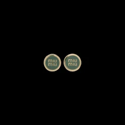 Sage Green Enameled Metal Earrings | Miu Miu
