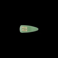 Sage Green Patent Leather Hair Clip | Miu Miu
