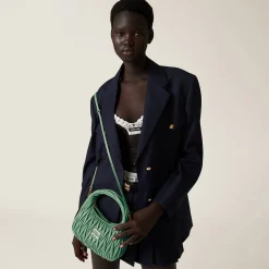 Sage Green Wander Matelassé Nappa Leather Hobo Bag | Miu Miu