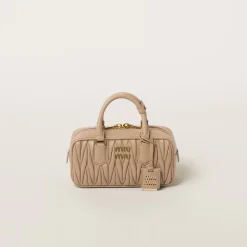 Sand Beige Arcadie Matelassé Nappa Leather Bag | Miu Miu
