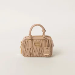 Sand Beige Arcadie Matelassé Nappa Leather Bag | Miu Miu