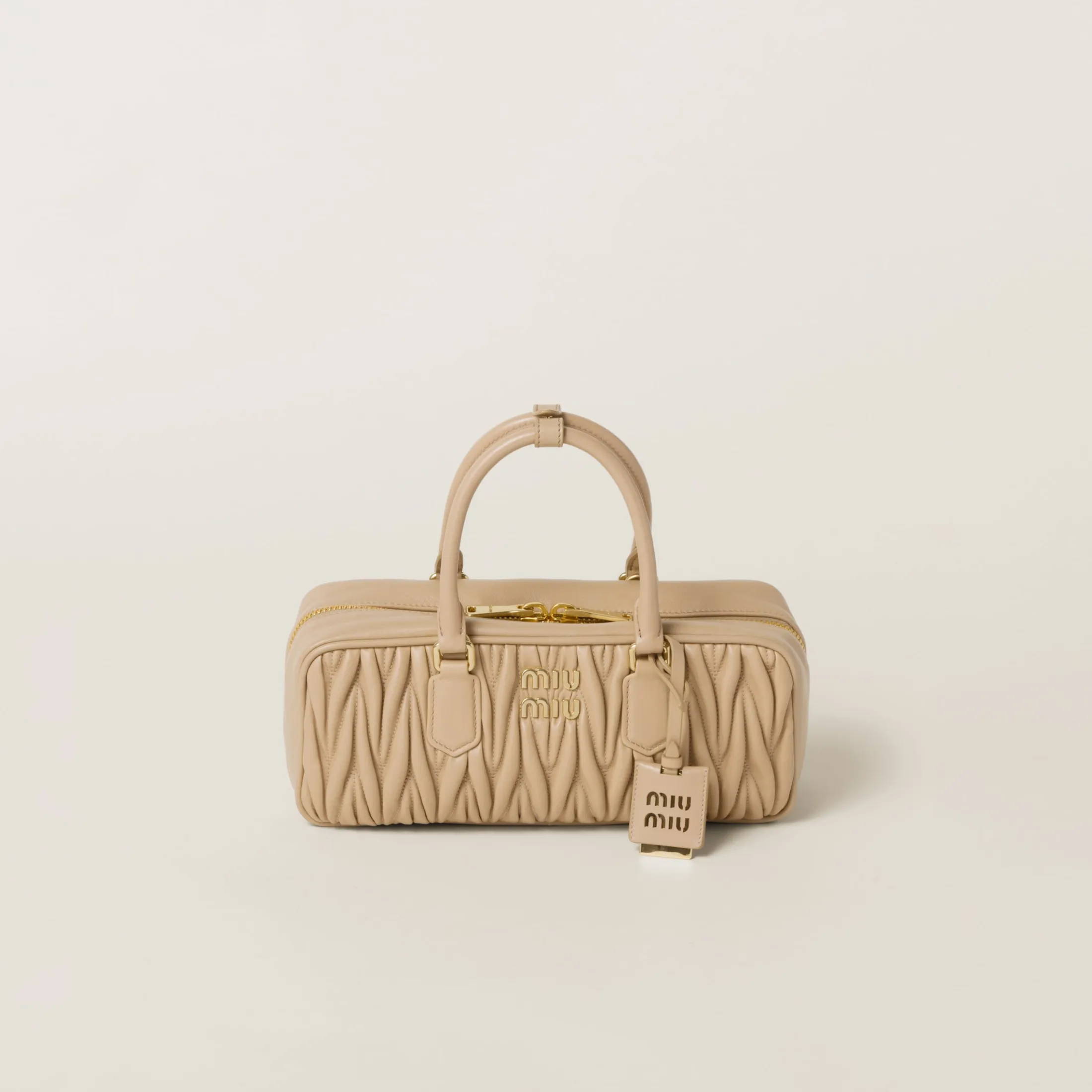 Sand Beige Arcadie Matelassé Nappa Leather Bag | Miu Miu