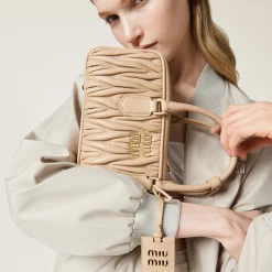 Sand Beige Arcadie Matelassé Nappa Leather Bag | Miu Miu