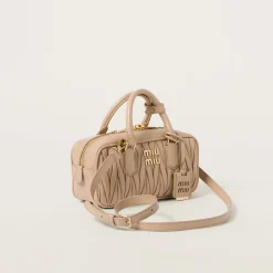 Sand Beige Arcadie Matelassé Nappa Leather Bag | Miu Miu