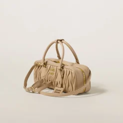 Sand Beige Arcadie Matelassé Nappa Leather Bag | Miu Miu