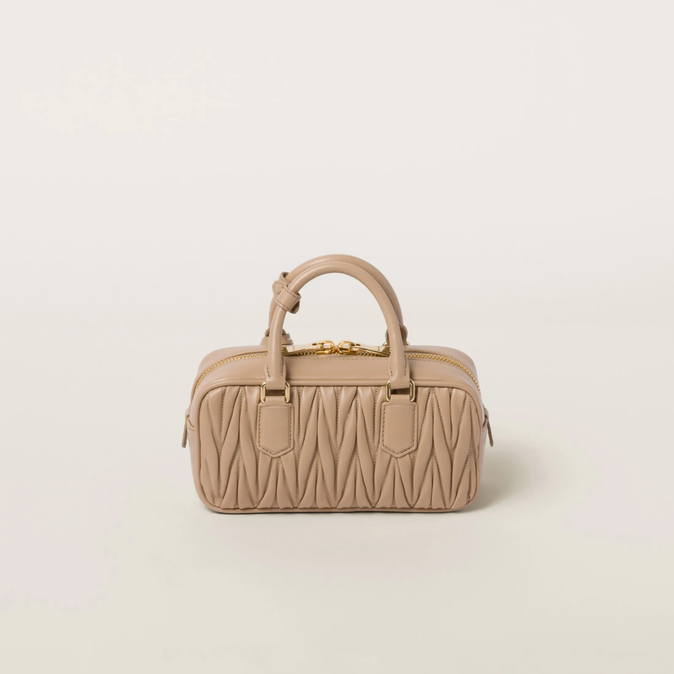 Sand Beige Arcadie Matelassé Nappa Leather Bag | Miu Miu