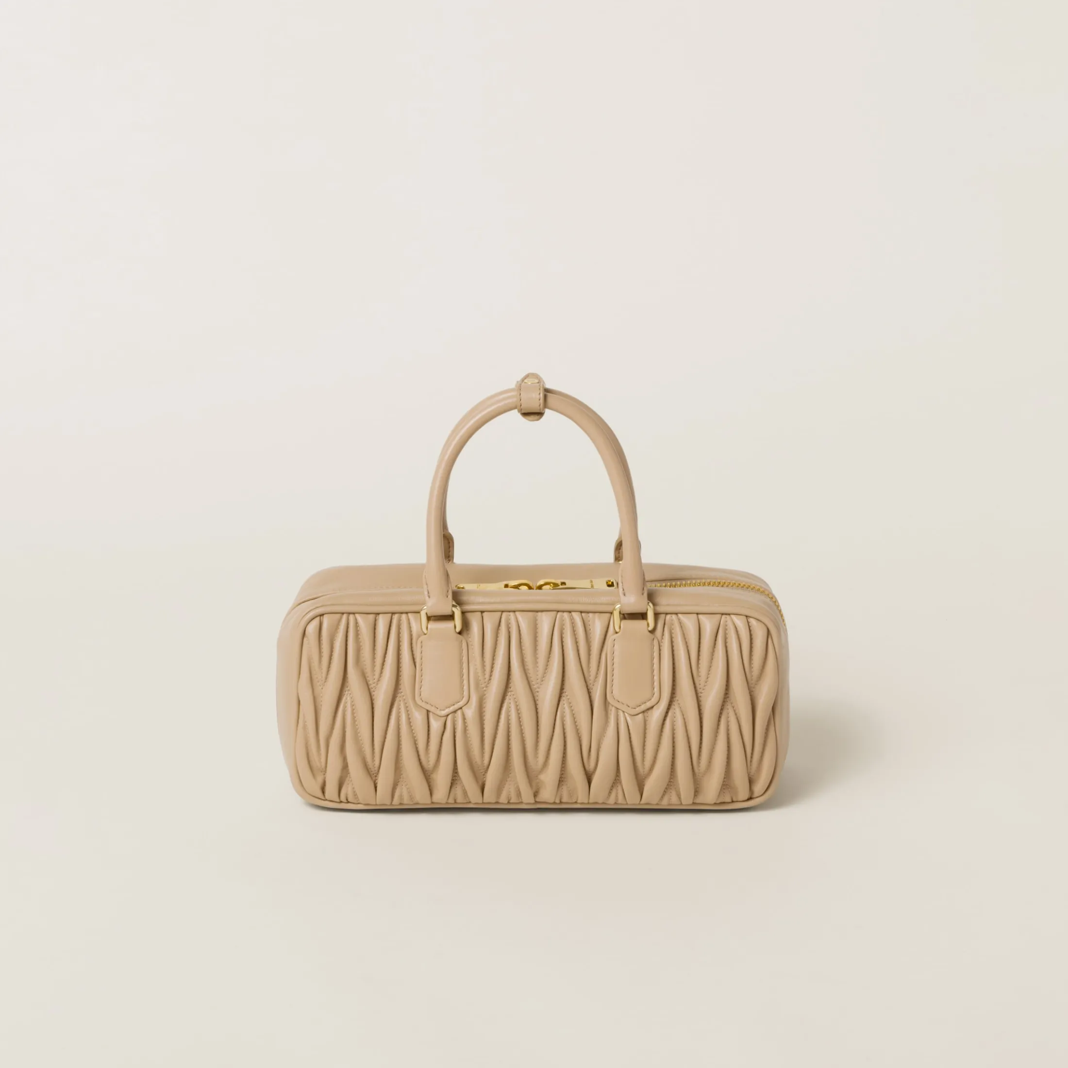Sand Beige Arcadie Matelassé Nappa Leather Bag | Miu Miu