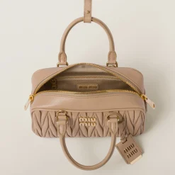 Sand Beige Arcadie Matelassé Nappa Leather Bag | Miu Miu