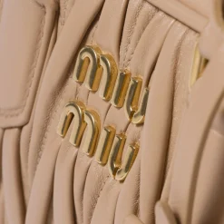 Sand Beige Arcadie Matelassé Nappa Leather Bag | Miu Miu