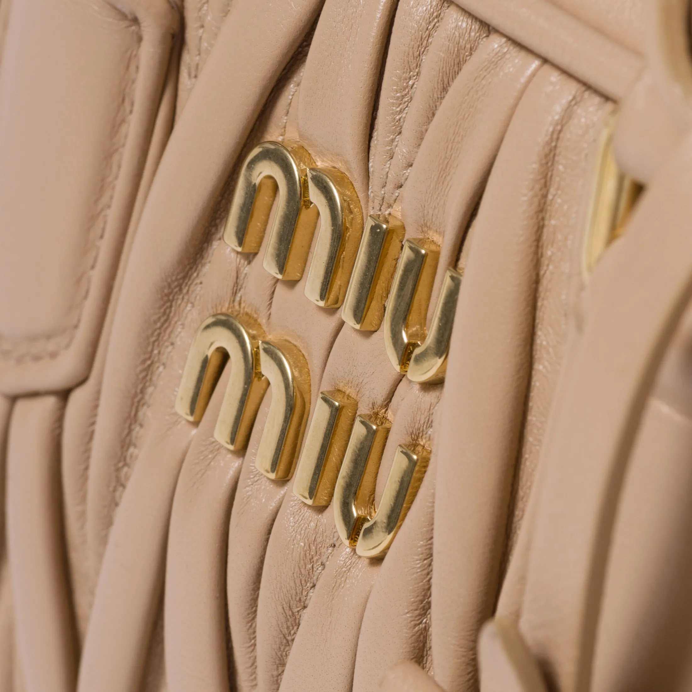 Sand Beige Arcadie Matelassé Nappa Leather Bag | Miu Miu