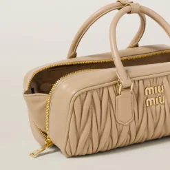 Sand Beige Arcadie Matelassé Nappa Leather Bag | Miu Miu