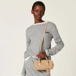 Sand Beige Arcadie Matelassé Nappa Leather Bag | Miu Miu