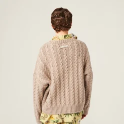 Sand Beige Cashmere Sweater | Miu Miu