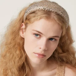 Sand Beige Duchess Headband | Miu Miu