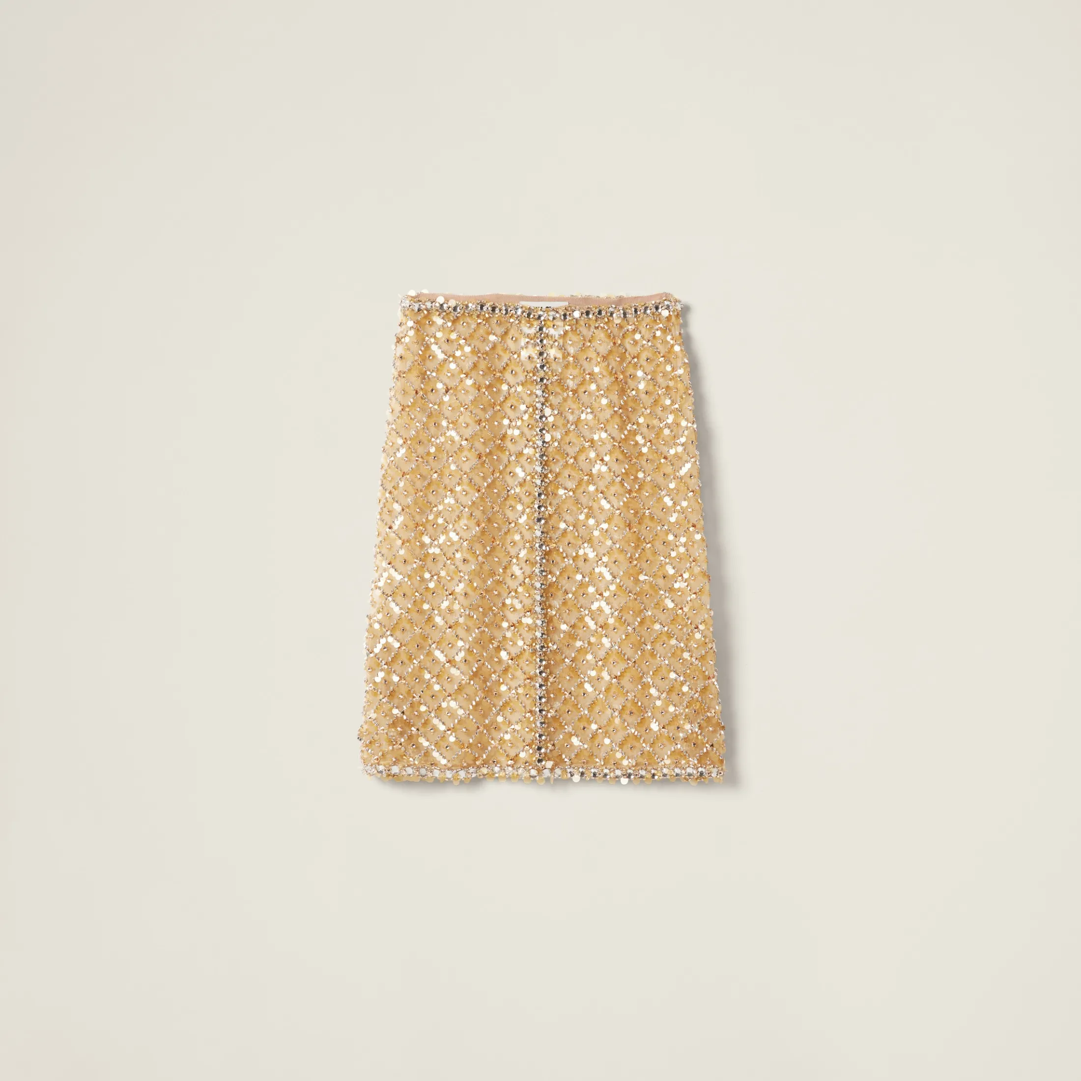 Sand Beige Embroidered Organza Skirt | Miu Miu