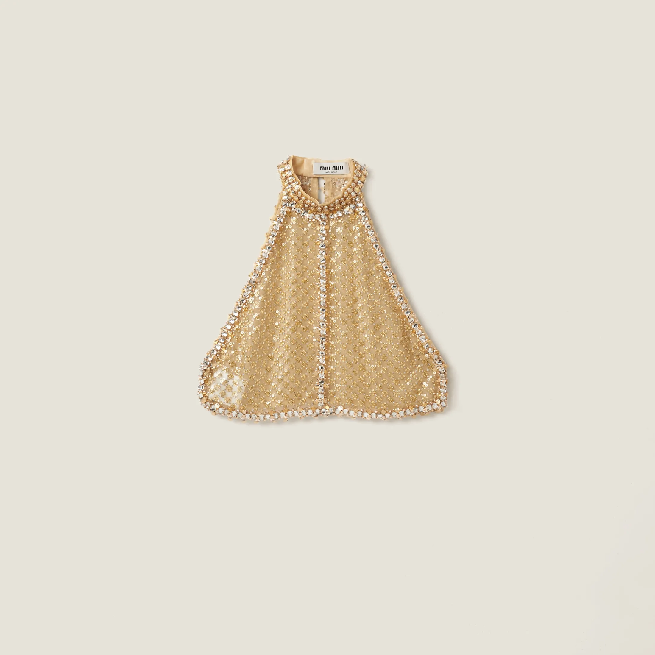 Sand Beige Embroidered Organza Halter Top | Miu Miu